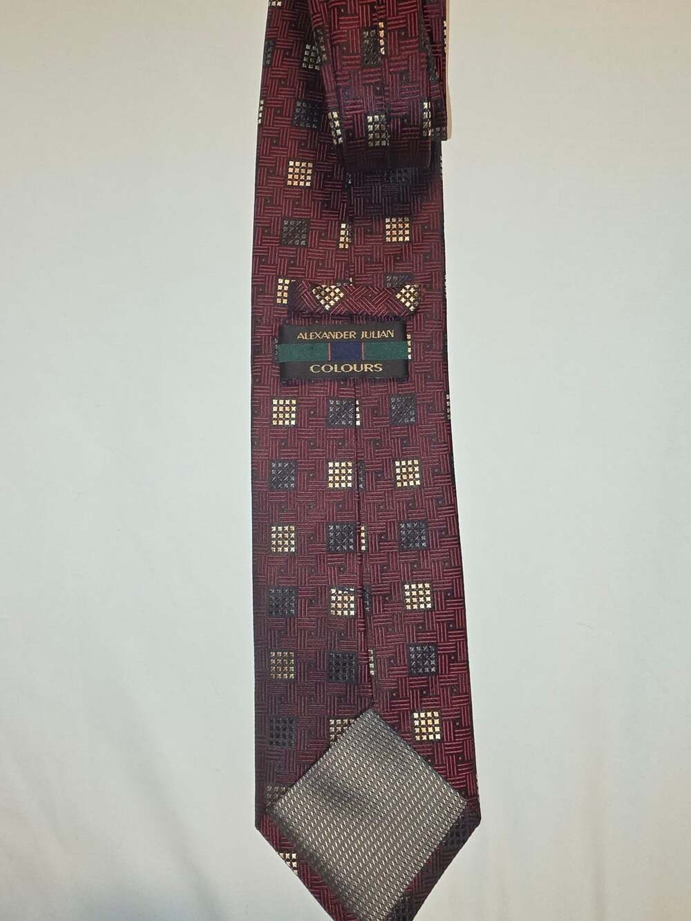 Alexander Julian Colours Necktie Maroon Geometric Silk